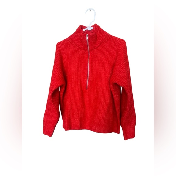 Vince Camuto Women’s Half Zip Pullover Ribbed Knit Sweater, Size L, Color Red m. - Picture 4 of 9
